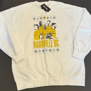 Nashville SC Holiday ’23 White Graphic Crewneck Sweatshirt Size L NWT